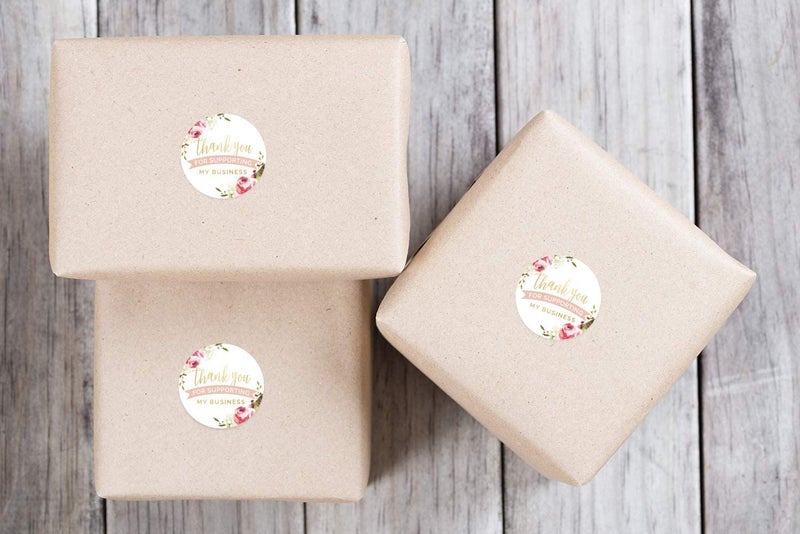 SBlabels Thank You for Supporting My Small Business Label - 1.5" Pink Floral Stickers - 500 Business Appreciation Envelope Seals - Image 5